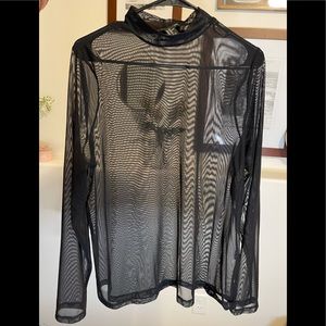 Mesh, mock turtle neck, long sleeve shirt